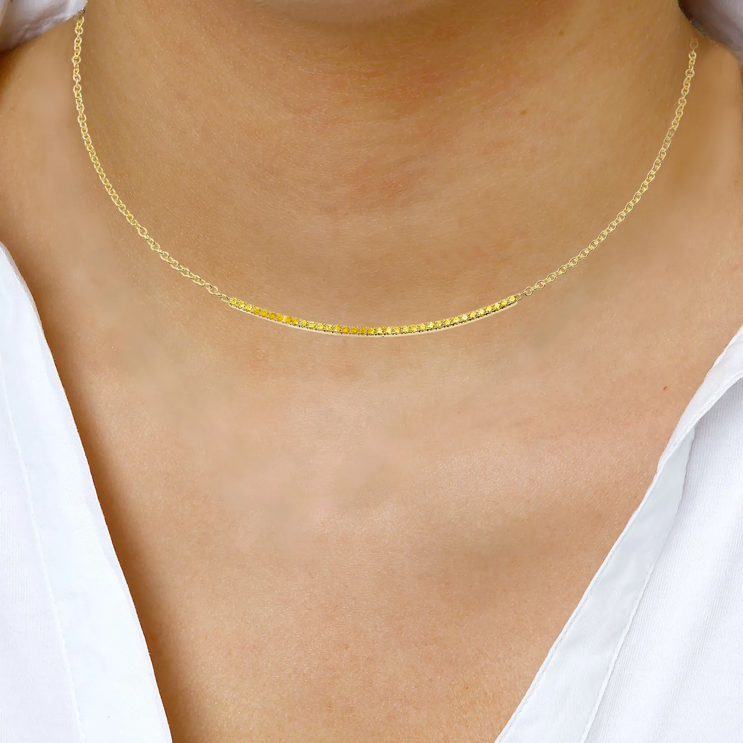0.30 quilates gargantilla fina en oro amarillo con diamantes amarillos 