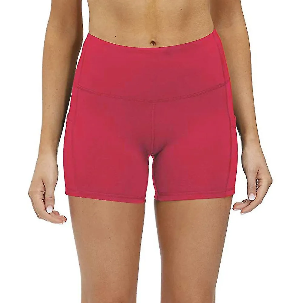 1 Piezas Pantalones cortos de yoga de cintura alta para mujeres con bolsillos laterales Control de barriga Running Gym Workout B