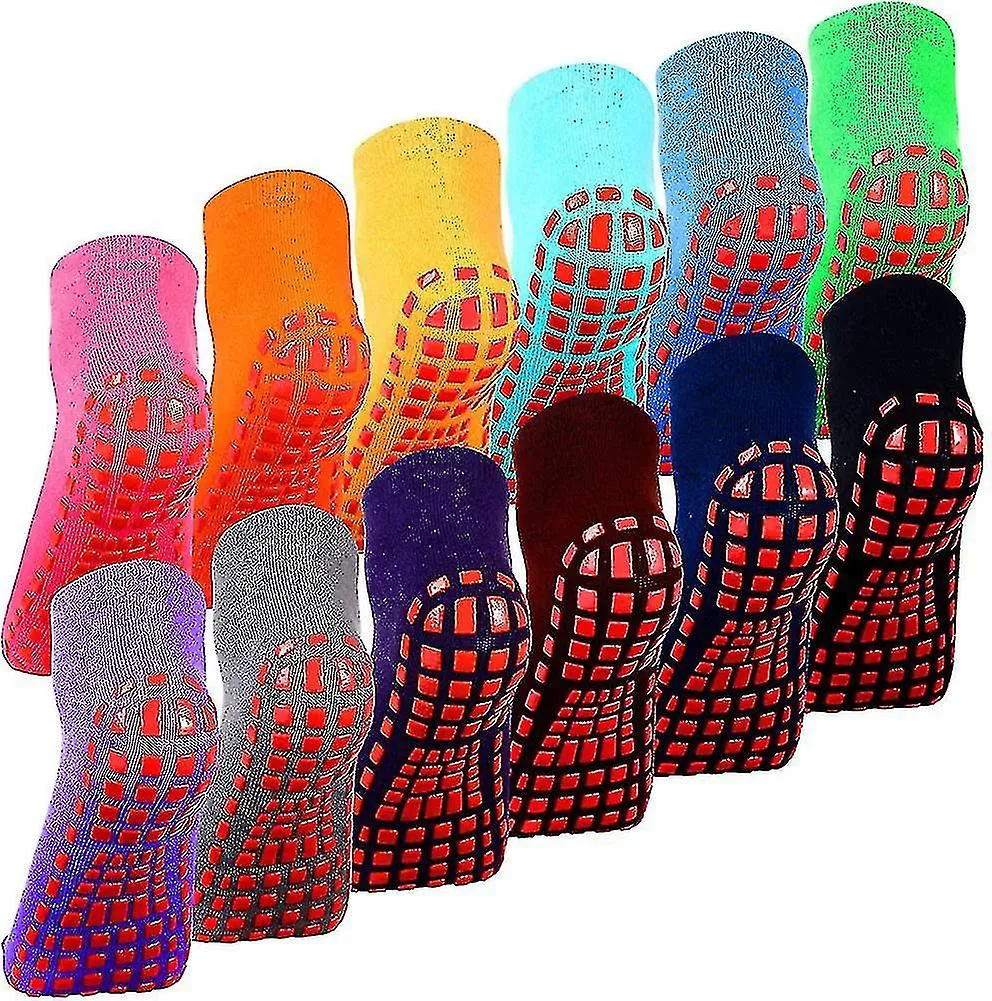 12 PAIRS NON SLIP YOGA SOCKS WITH GRIPS WOMEN ANTISKID SOCKS STICKY GRIPPERS