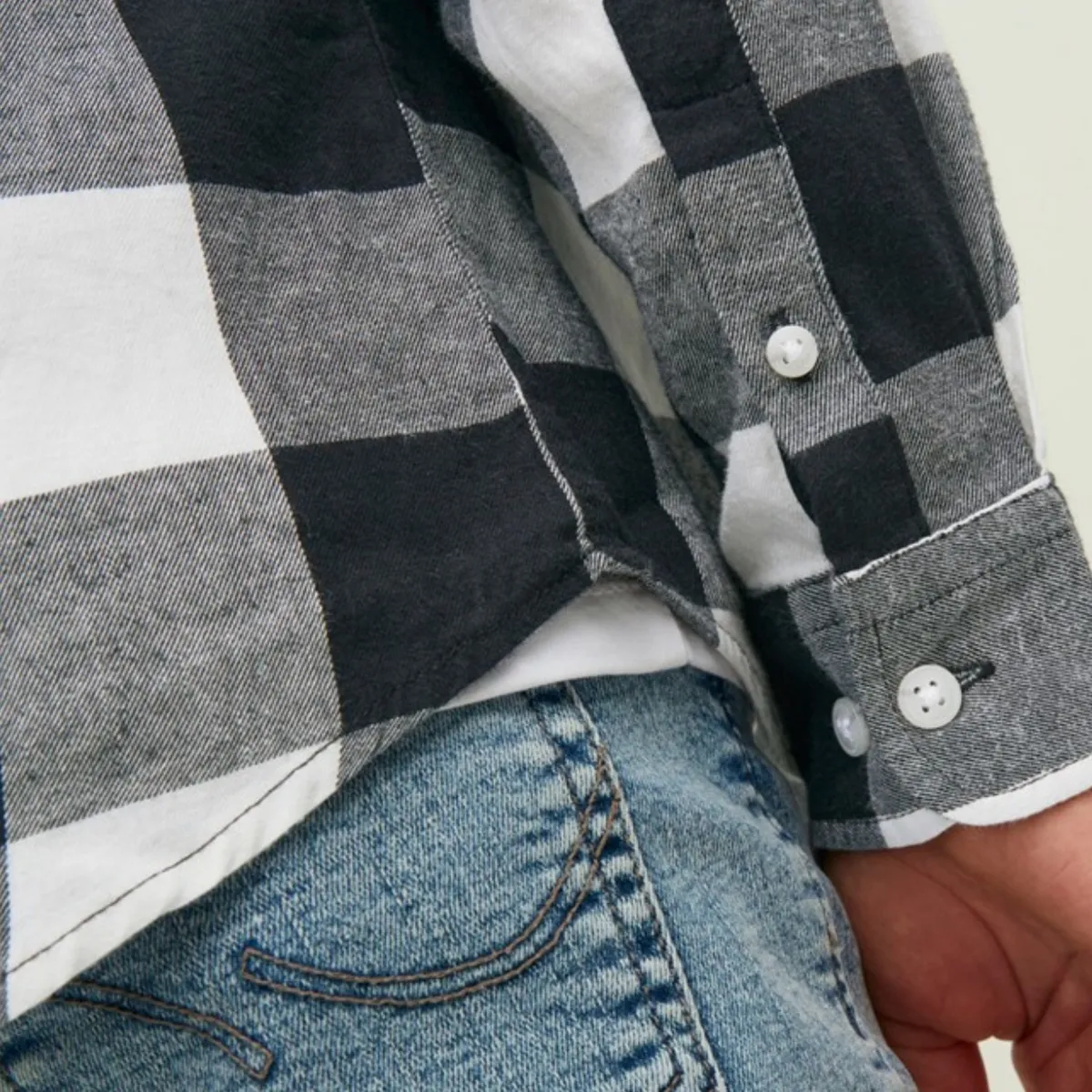 12183050 JJEGINGHAM TWILL SHIRT LS NOOS JNR WHISPER WHITE
