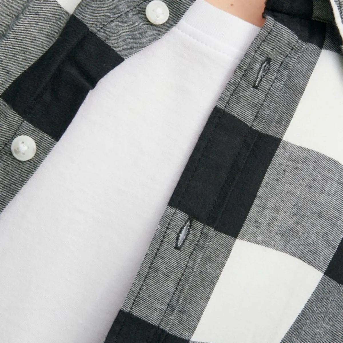 12183050 JJEGINGHAM TWILL SHIRT LS NOOS JNR WHISPER WHITE