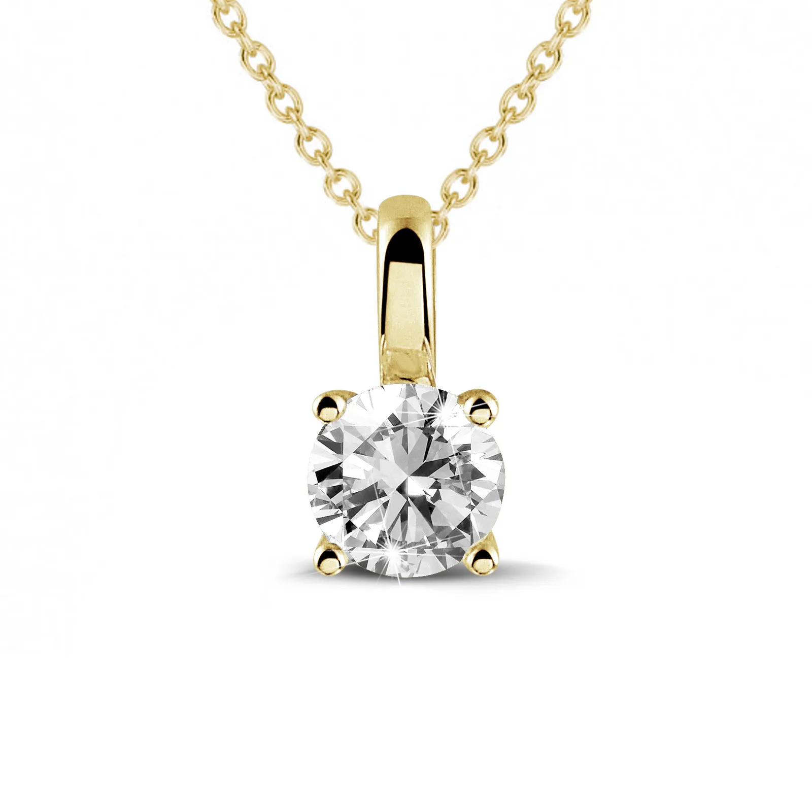 1.25 quilates colgante solitario en oro amarillo con diamante redondo y 4 grapas 