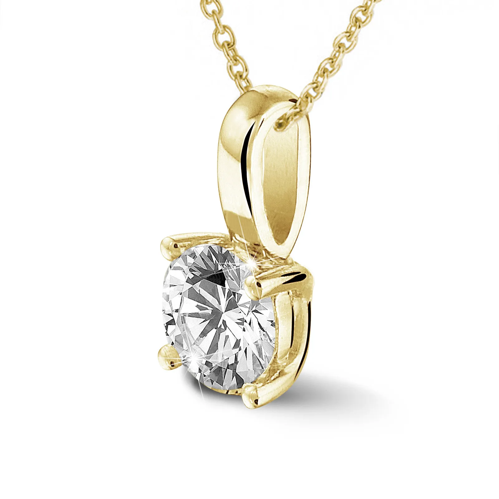 1.25 quilates colgante solitario en oro amarillo con diamante redondo y 4 grapas 