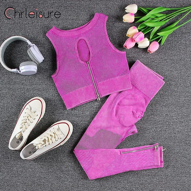 1/2pcs Lavado Conjunto de yoga sin costuras Conjunto de gimnasio para mujeres Crop Top Bra Scrunch Leggings Traje de entrenamien