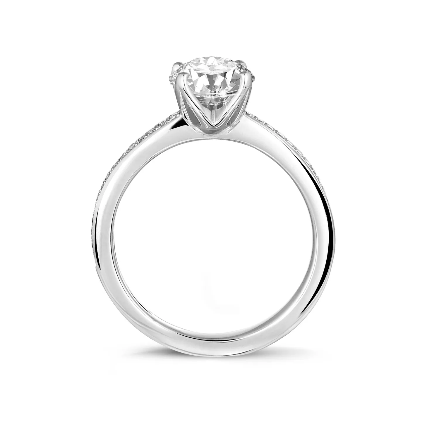 1.50 quilates anillo solitario en oro blanco con diamantes en los lados 