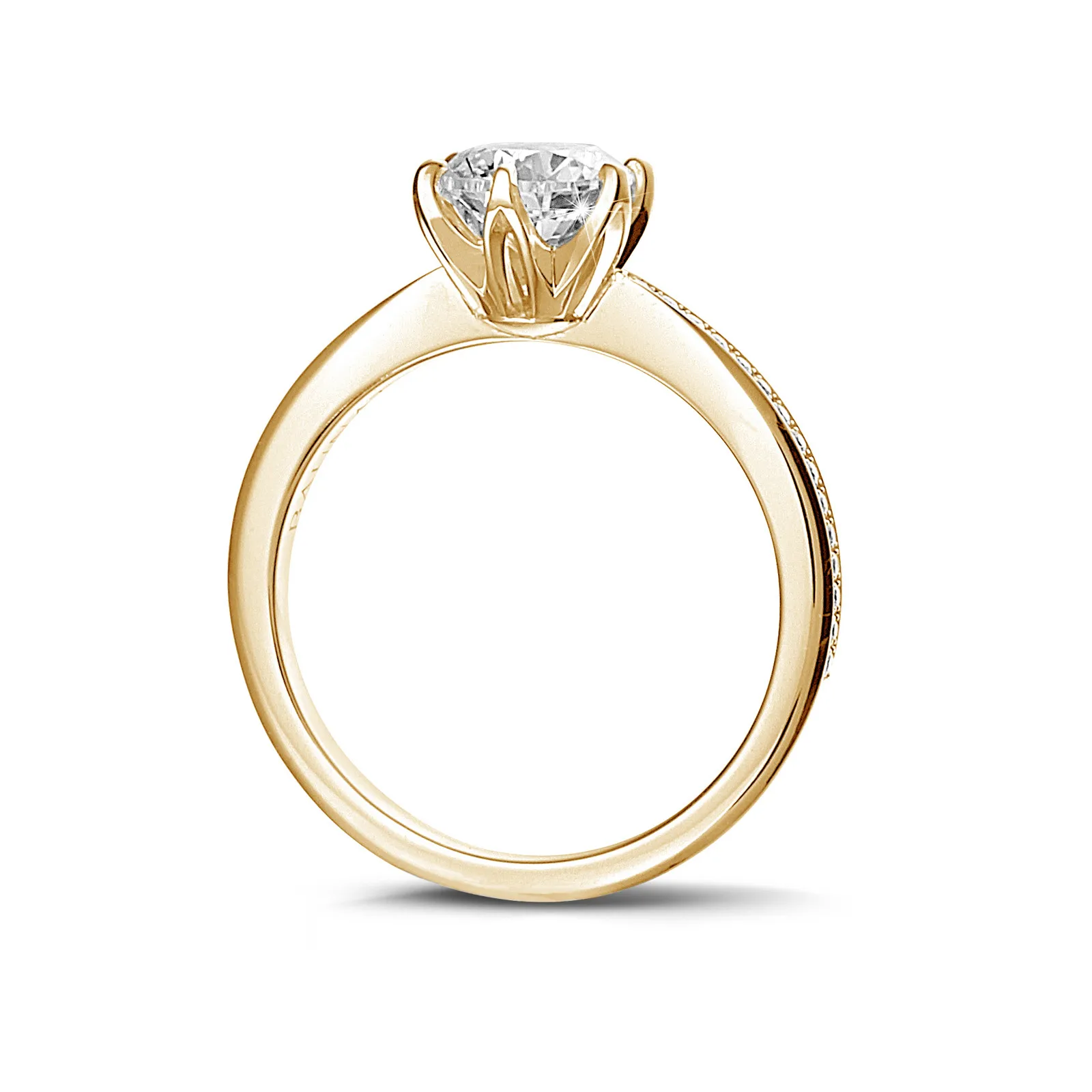 2.00 quilates anillo solitario en oro amarillo con diamantes en los lados 
