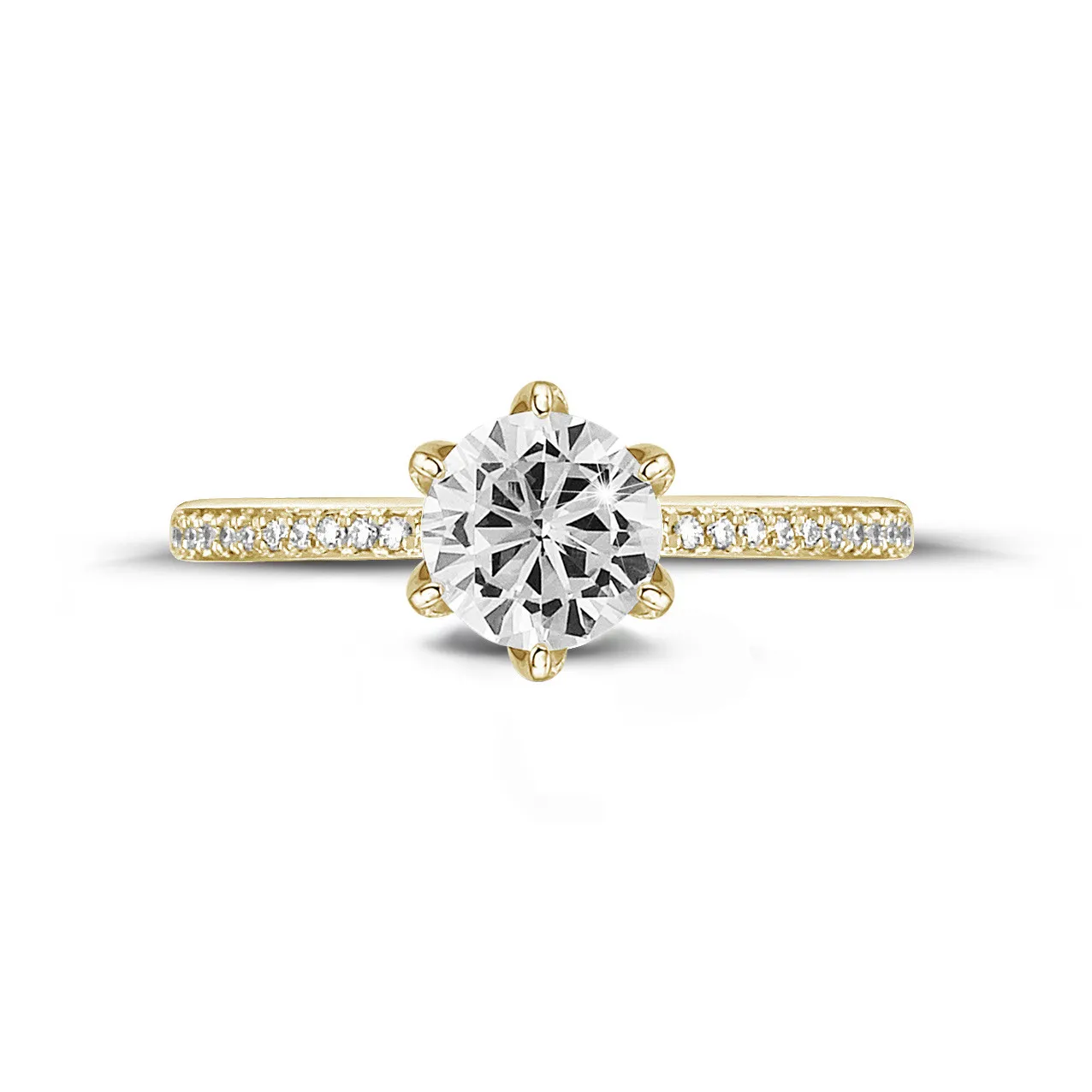 2.00 quilates anillo solitario en oro amarillo con diamantes en los lados 