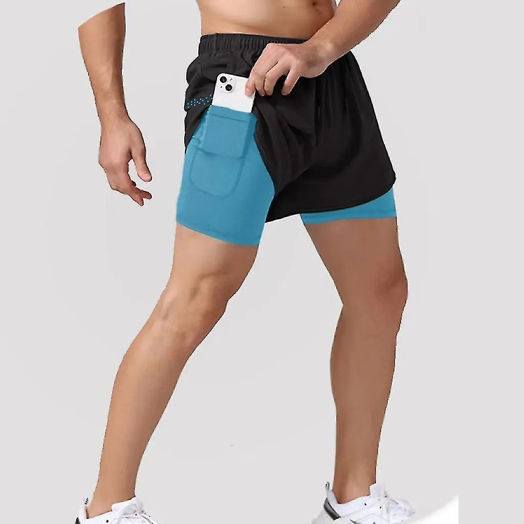 2023 Pantalones cortos deportivos Ropa deportiva para hombres Entrenamiento de dos pisos Pantalón corto Verano 2 en 1 playa Ropa