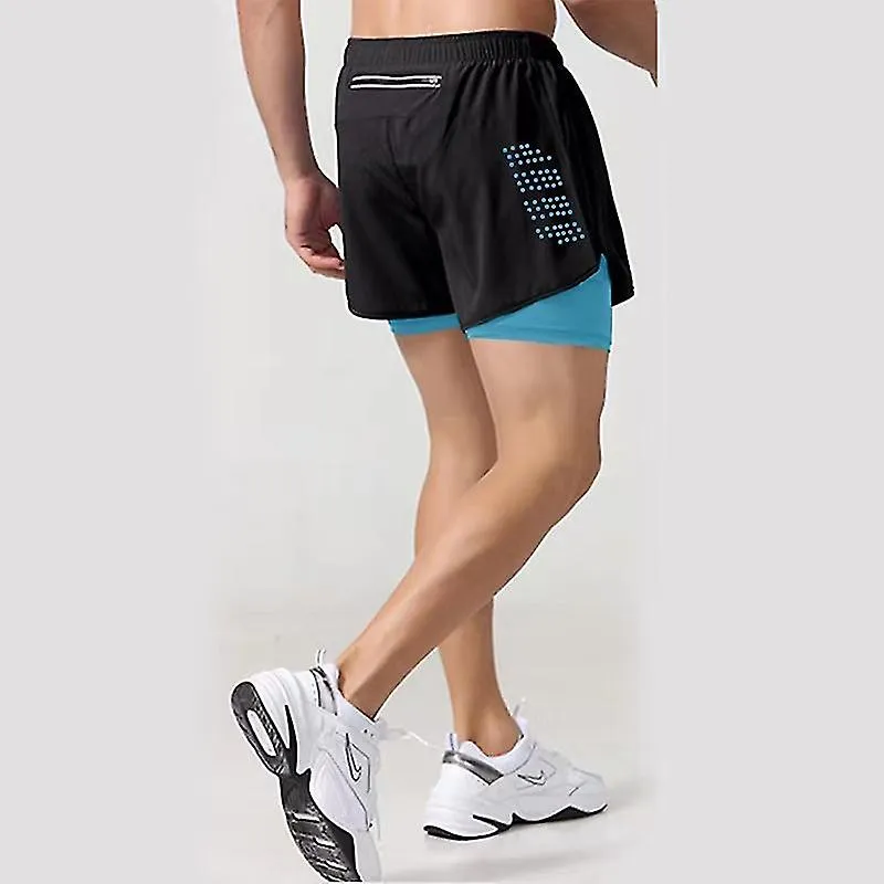 2023 Pantalones cortos deportivos Ropa deportiva para hombres Entrenamiento de dos pisos Pantalón corto Verano 2 en 1 playa Ropa
