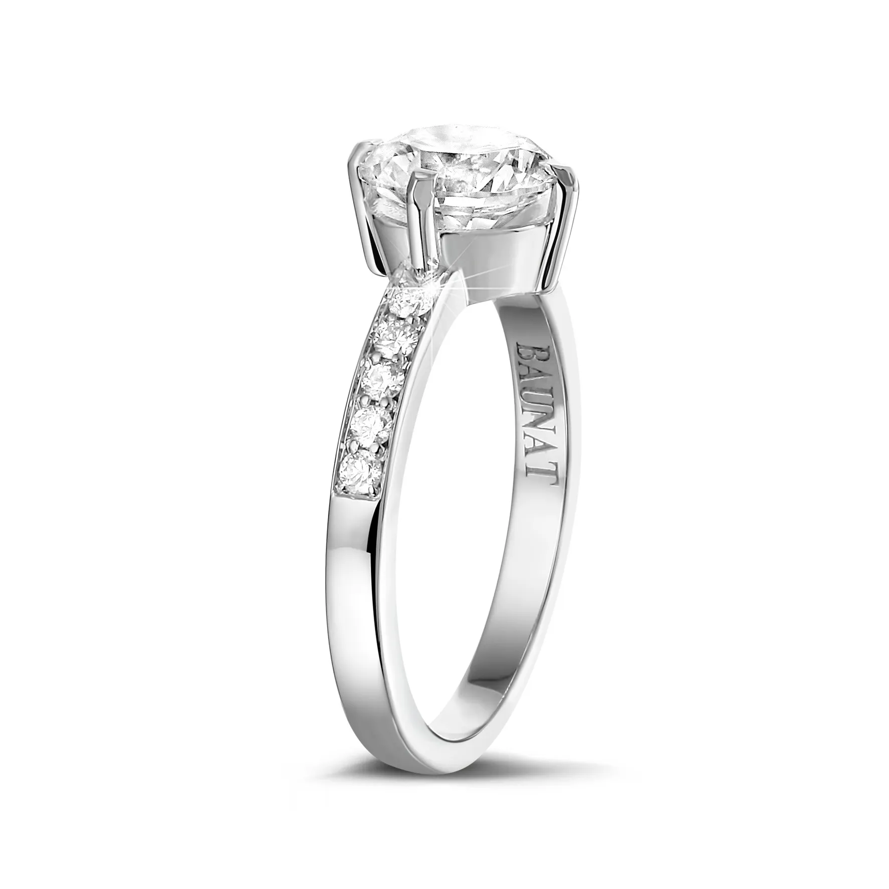 2.50 quilates anillo solitario diamante de oro blanco con diamantes en los lados 
