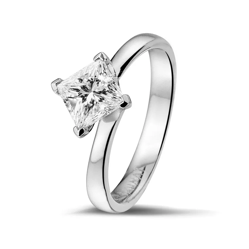 3.00 quilates anillo solitario en oro blanco con diamante talla princesa 