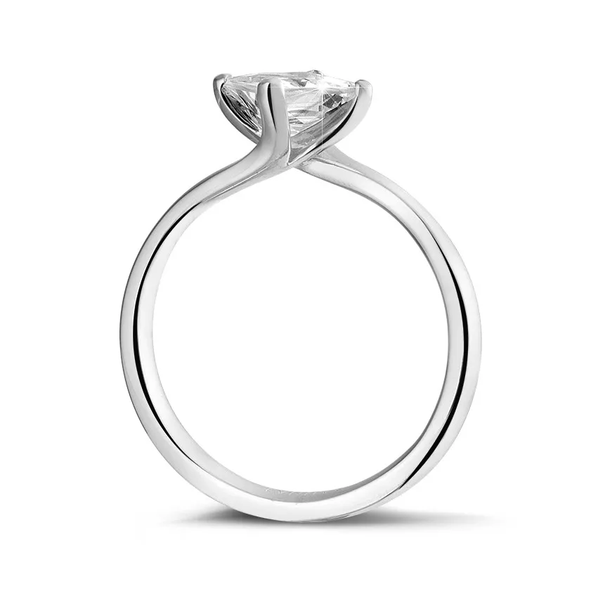3.00 quilates anillo solitario en oro blanco con diamante talla princesa 