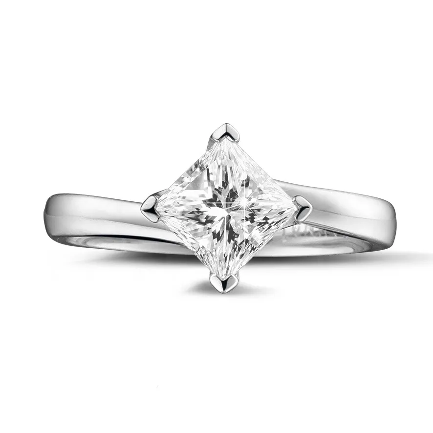 3.00 quilates anillo solitario en oro blanco con diamante talla princesa 
