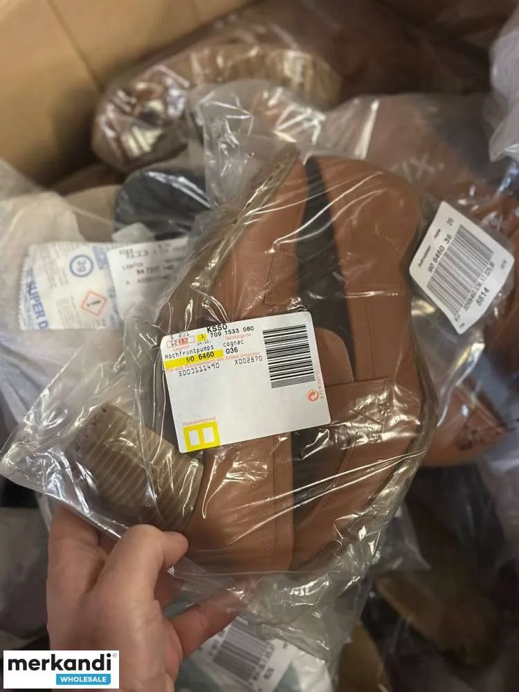 4 € por par en un conjunto de zapatos con variedad de modelos y tallas, paleta de stock restante, que incluye cartón mixto, zapa