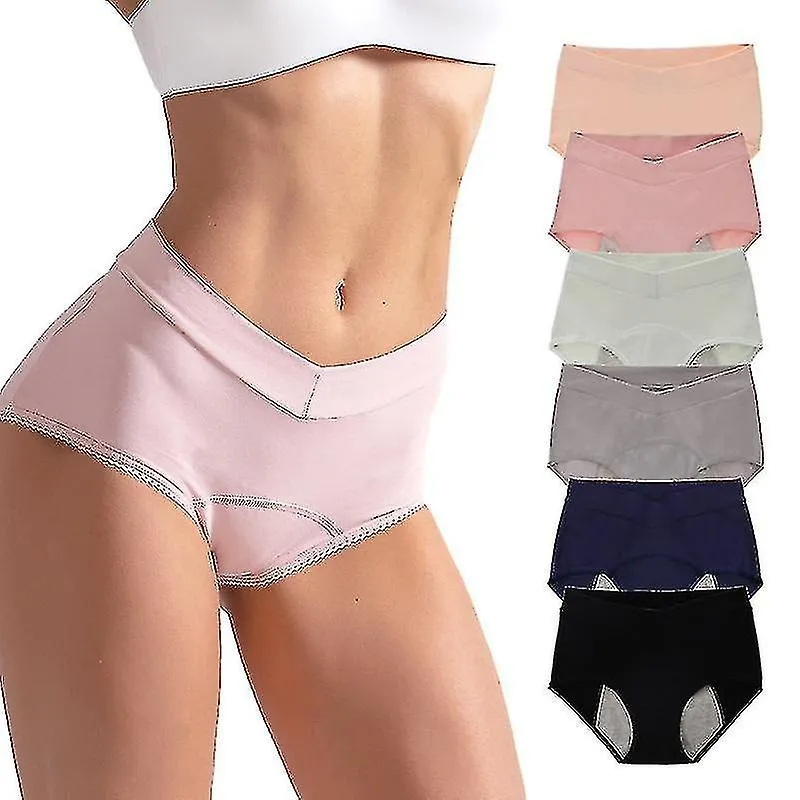6 piezas Incontinencia urinaria Ropa interior de algodón Menstrual a prueba de fugas Absorción