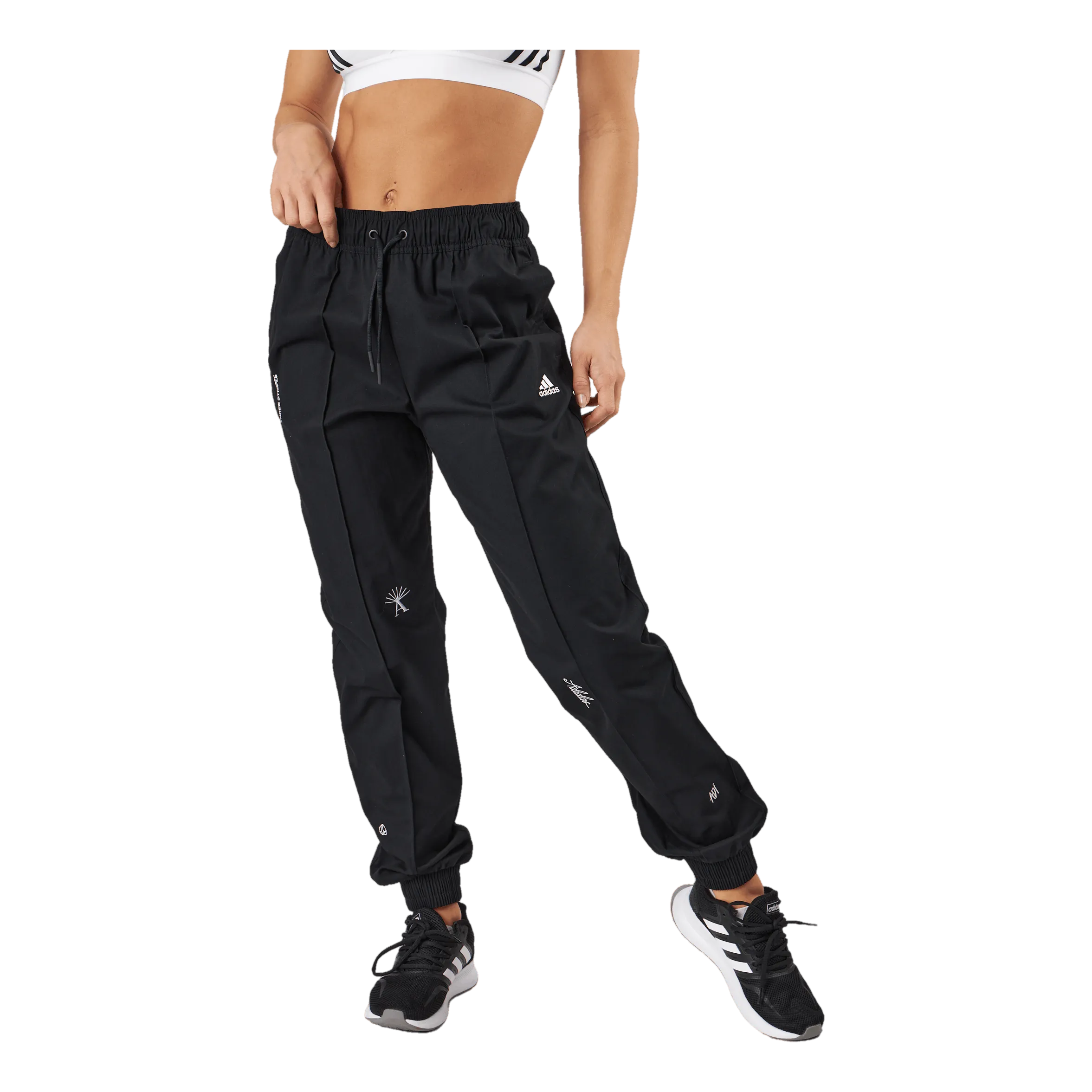 ADIDAS LOOSE TROUSERS WITH HEALING CRYSTALSINSPIRED GRAPHICS BLACK