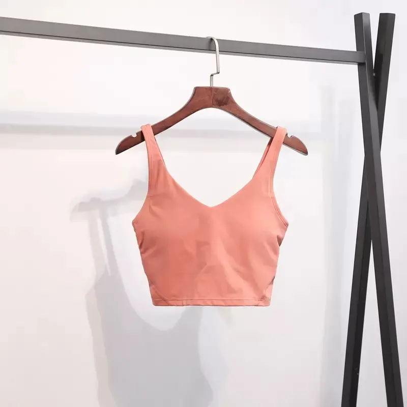 AL0LULU Ropa de yoga Ropa interior deportiva Belleza femenina Espalda a prueba de golpes Reunidos Running Top Sujetador de fitne