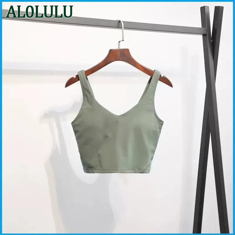 AL0LULU Ropa de yoga Ropa interior deportiva Belleza femenina Espalda a prueba de golpes Reunidos Running Top Sujetador de fitne