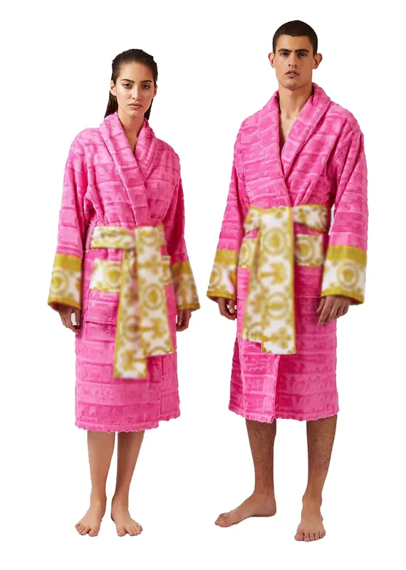 Albornoz de algodón para hombre y mujer, ropa de dormir, bata larga de diseñador con estampado de letras, albornoz para parejas,