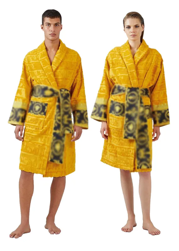 Albornoz de algodón para hombre y mujer, ropa de dormir, bata larga de diseñador con estampado de letras, albornoz para parejas,
