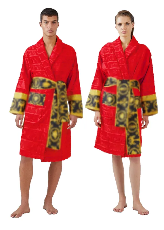 Albornoz de algodón para hombre y mujer, ropa de dormir, bata larga de diseñador con estampado de letras, albornoz para parejas,