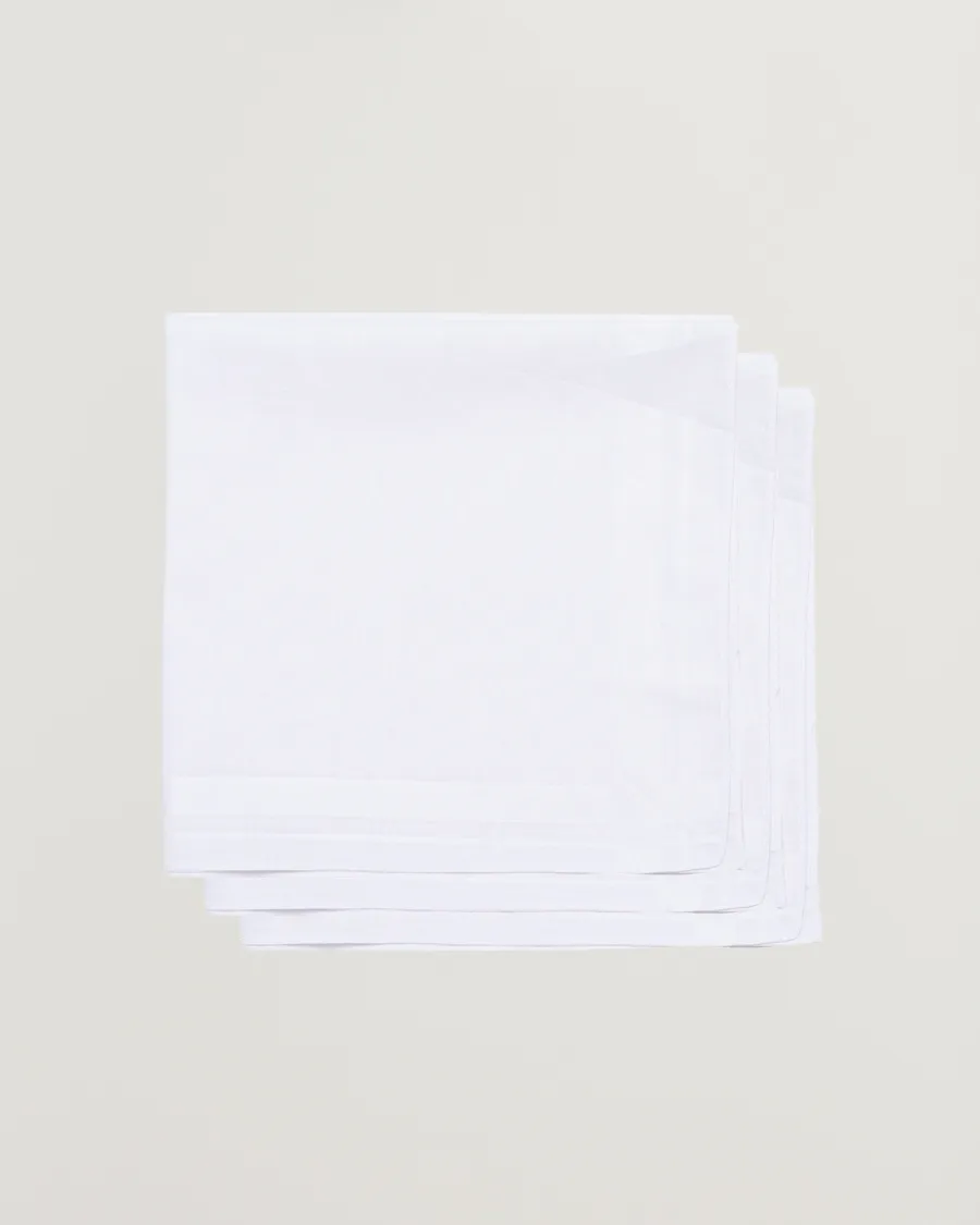 AMANDA CHRISTENSEN 3PACK COTTON POCKET SQUARE WHITE