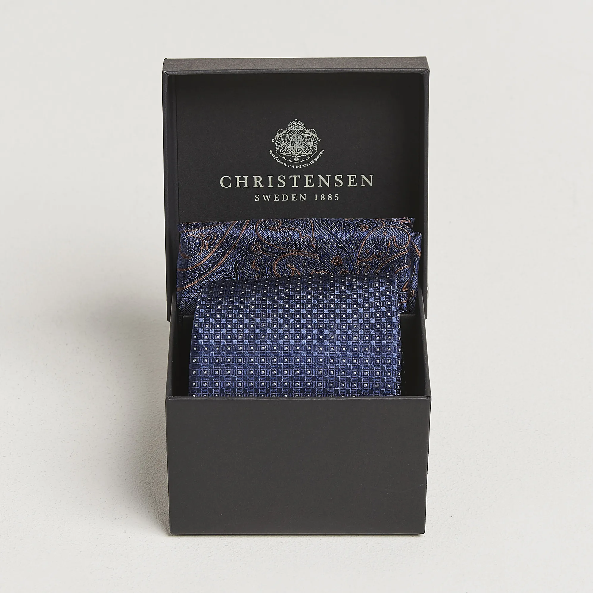 Amanda Christensen Box Set Silk 8 cm Tie And Pocket Square Navy