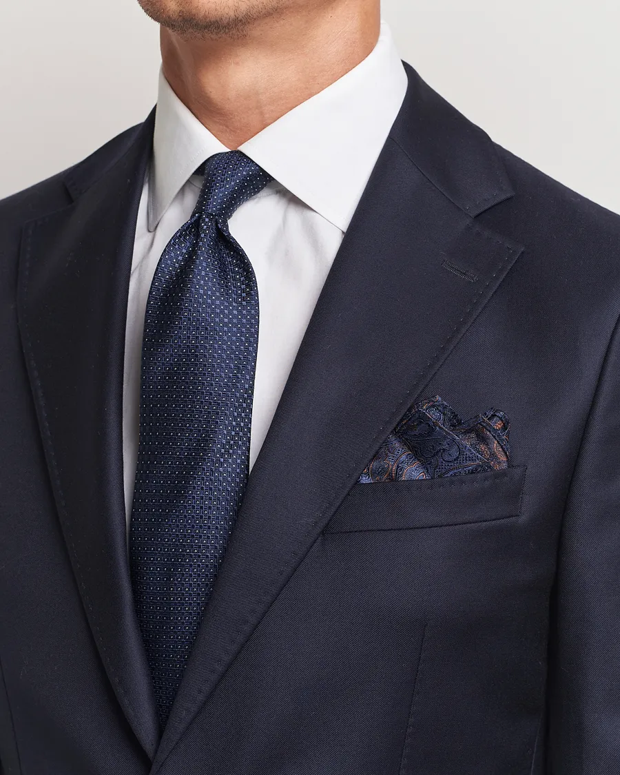 Amanda Christensen Box Set Silk 8 cm Tie And Pocket Square Navy