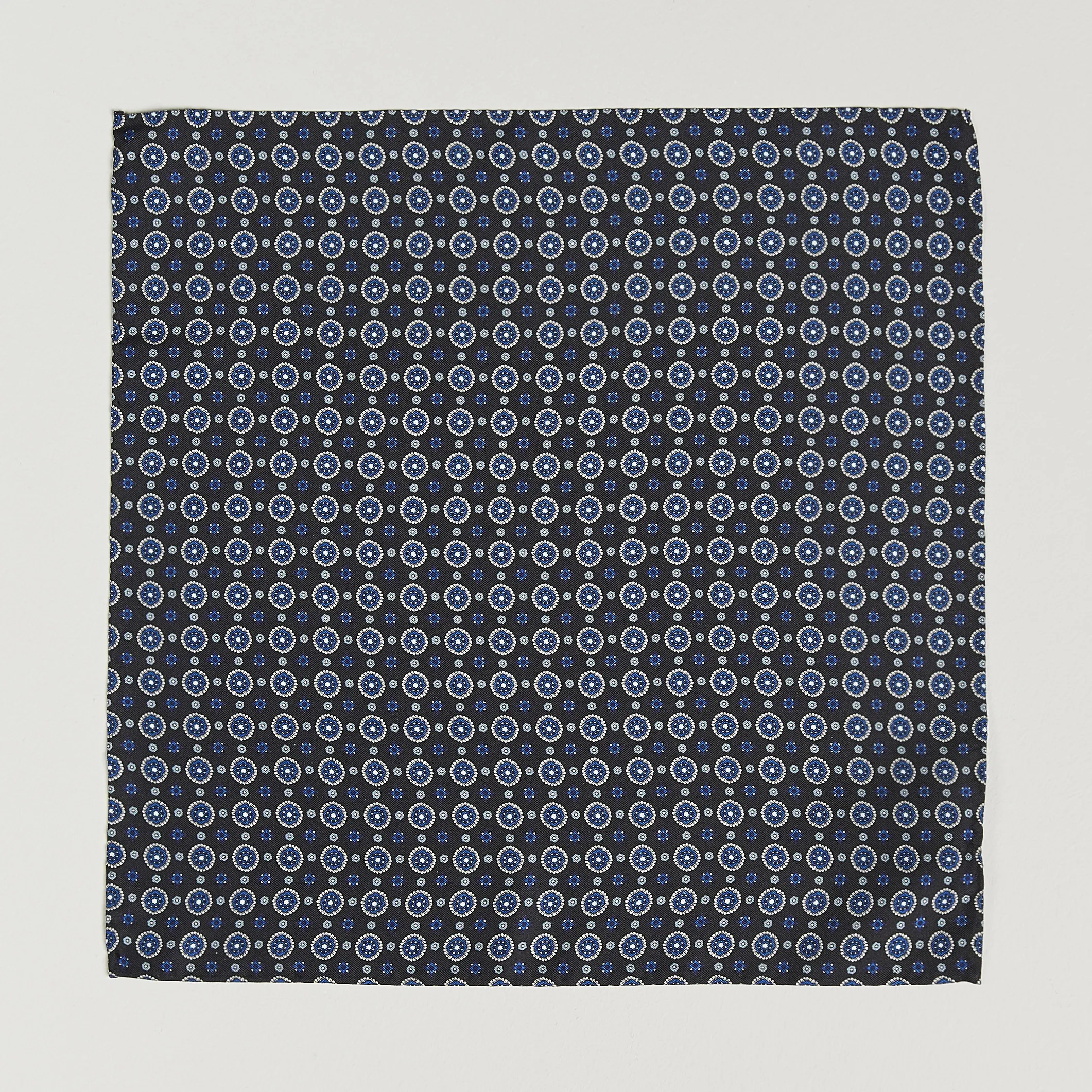 Amanda Christensen Medallion Silk Pocket Square Black