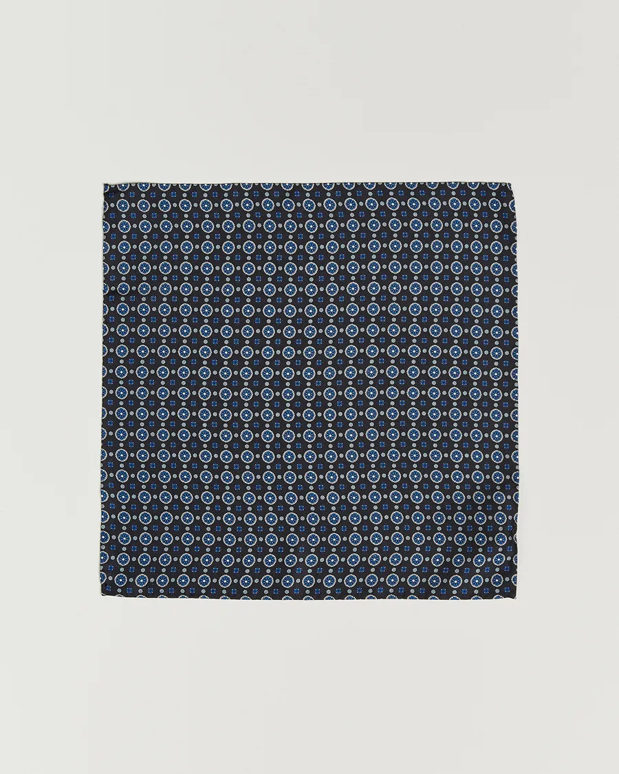 Amanda Christensen Medallion Silk Pocket Square Black