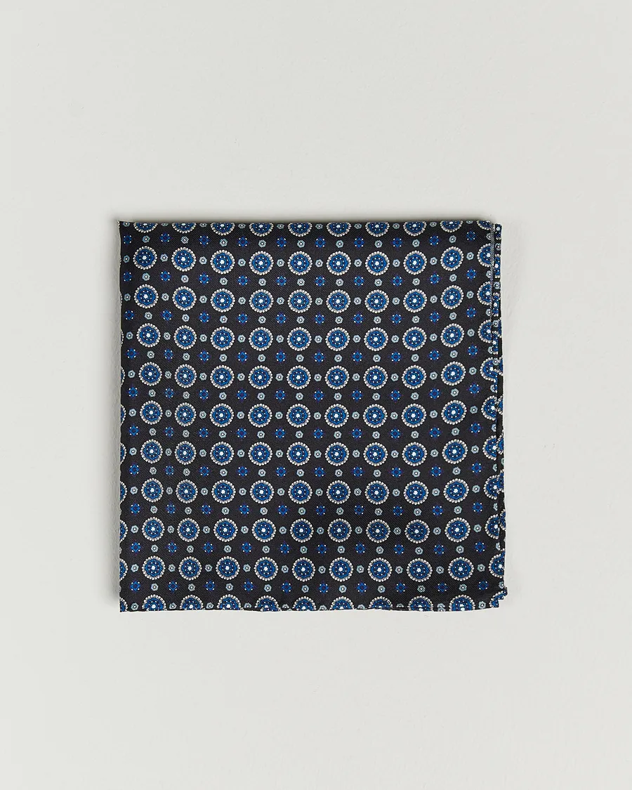 Amanda Christensen Medallion Silk Pocket Square Black
