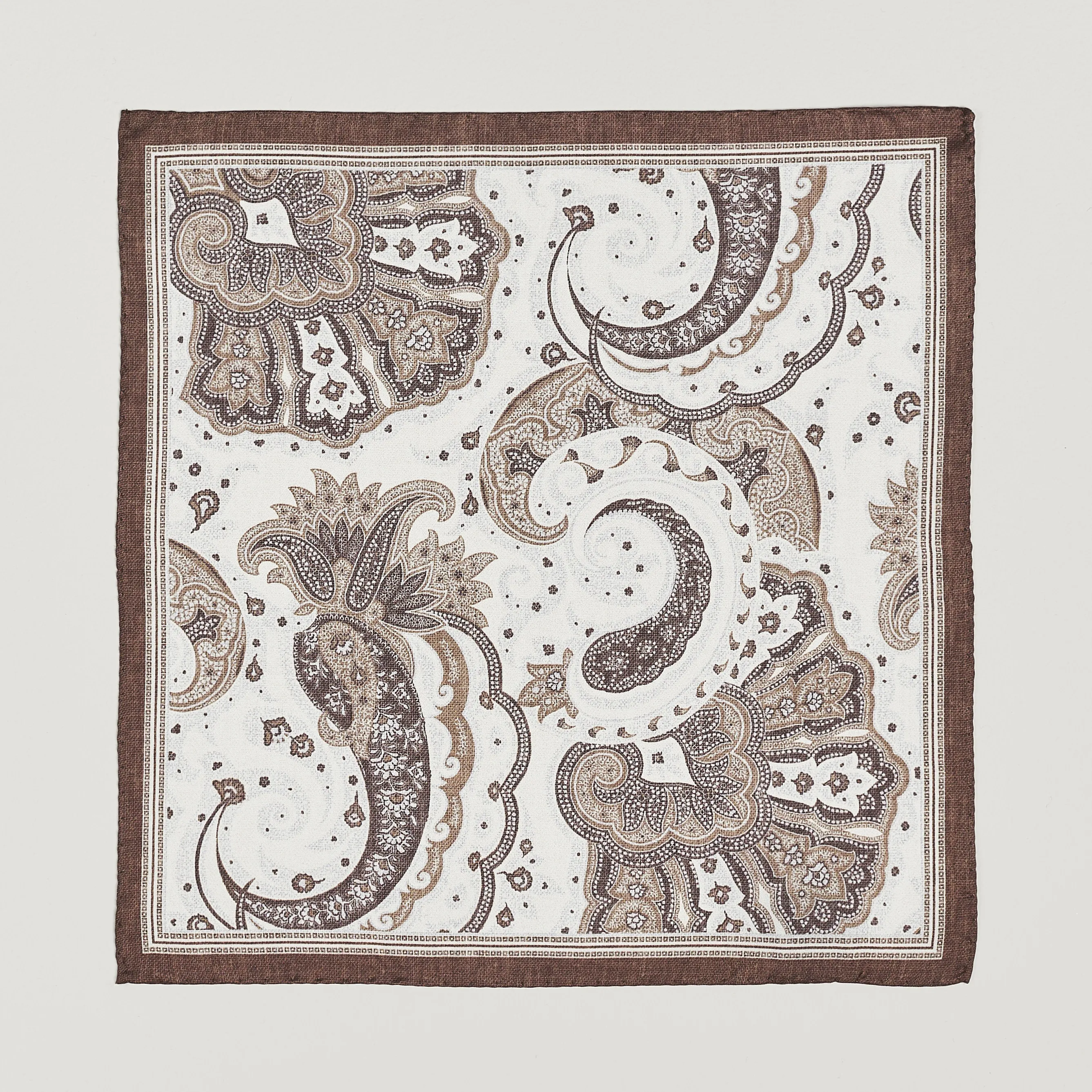 Amanda Christensen Silk Twill Printed Flower Pocket Square Brown