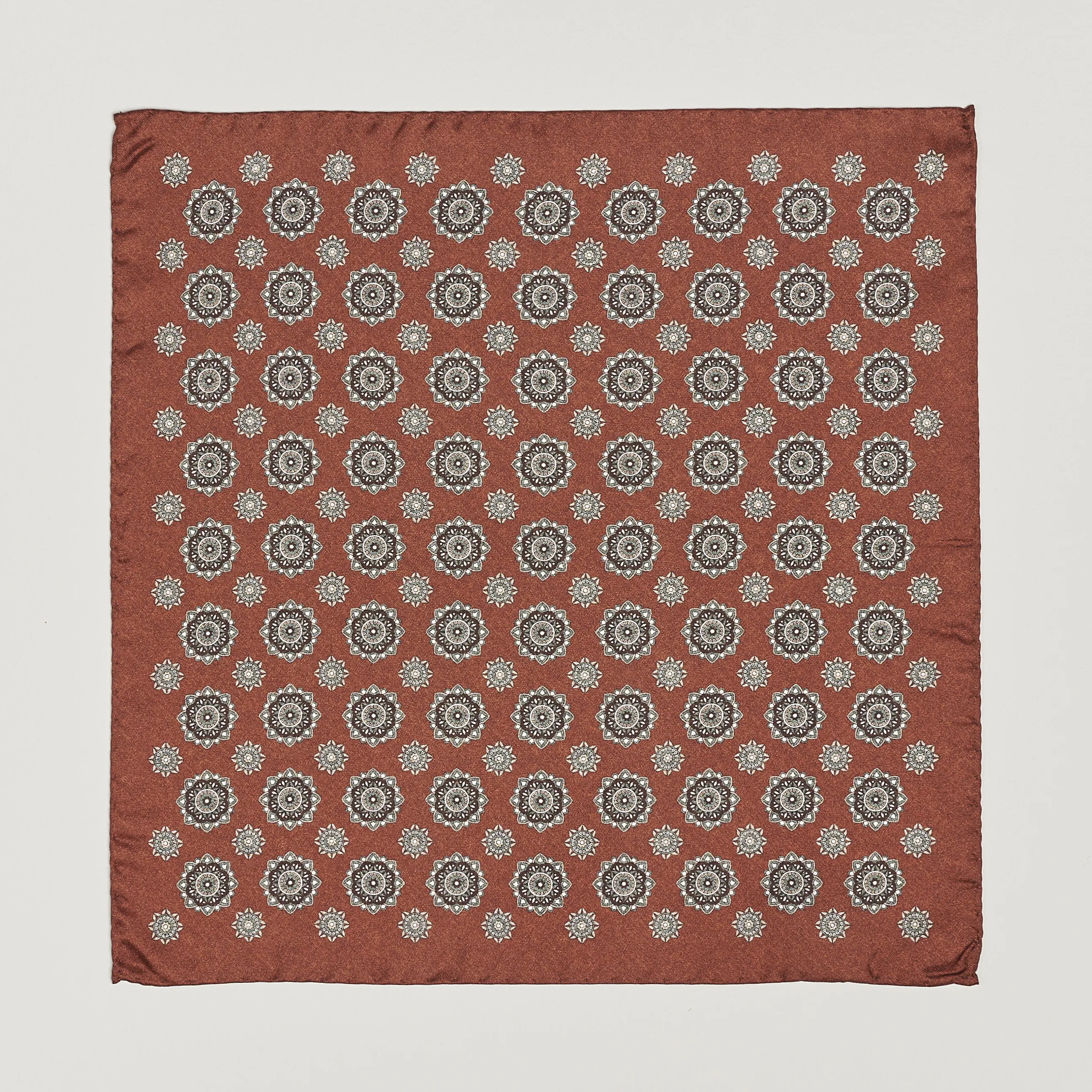 Amanda Christensen Silk Twill Printed Flower Pocket Square Rost