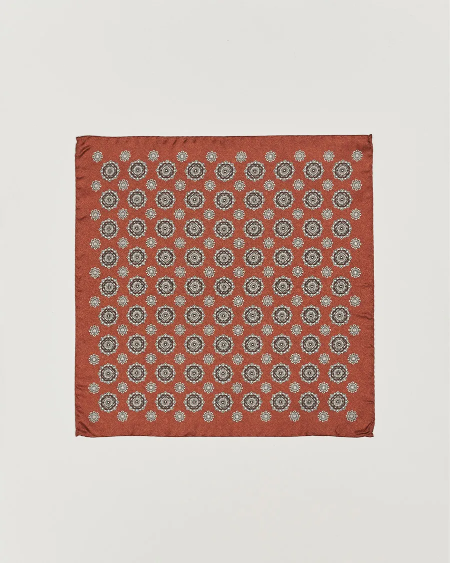 Amanda Christensen Silk Twill Printed Flower Pocket Square Rost