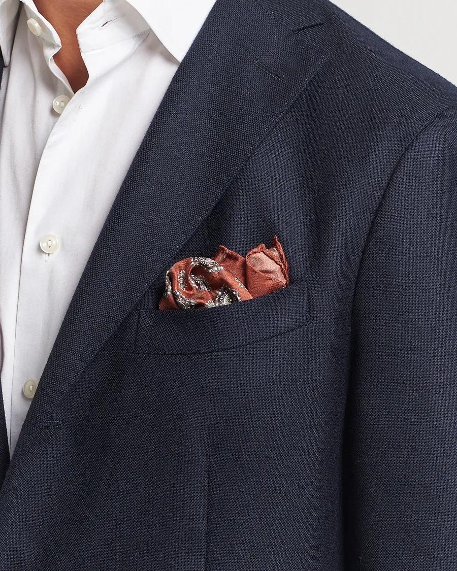 Amanda Christensen Silk Twill Printed Flower Pocket Square Rost