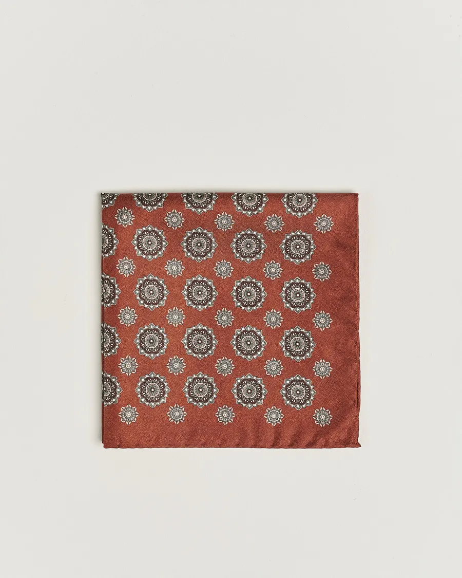 Amanda Christensen Silk Twill Printed Flower Pocket Square Rost