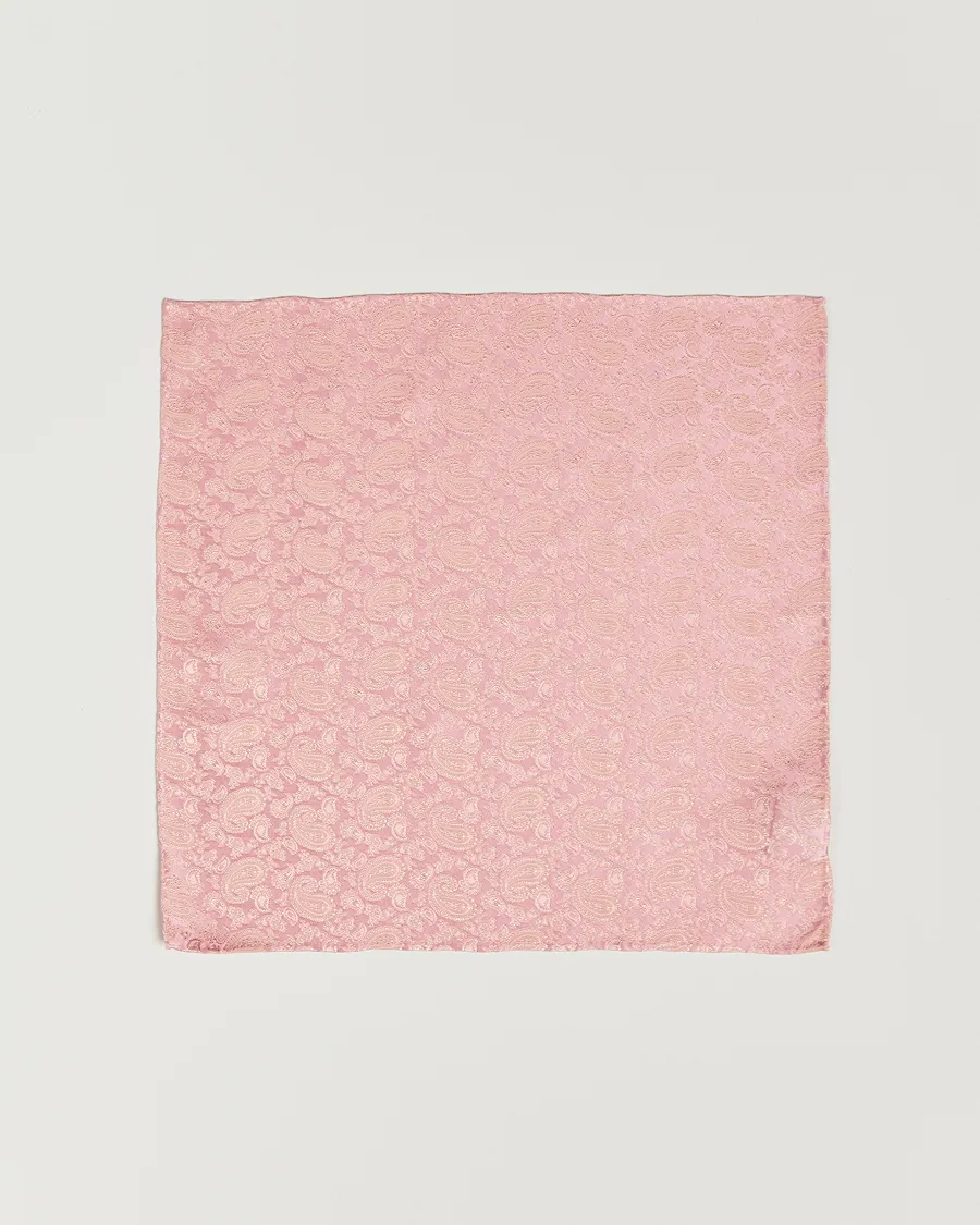 Amanda Christensen Tonal Paisley Silk Pocket Square Powder Pink