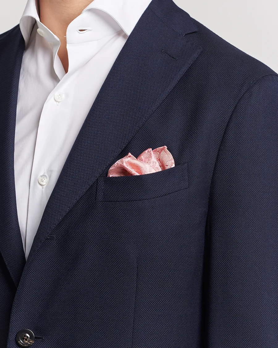 Amanda Christensen Tonal Paisley Silk Pocket Square Powder Pink