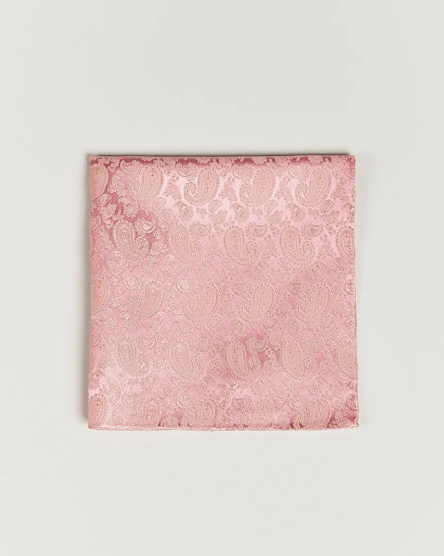 Amanda Christensen Tonal Paisley Silk Pocket Square Powder Pink