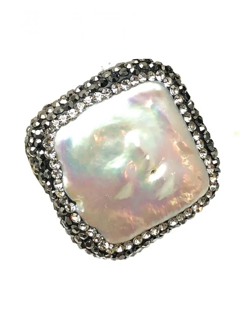 ANILLOS CON PERLAS FABULOSO DISEÑO CUADRADO QUEDA ESPECTACULAR