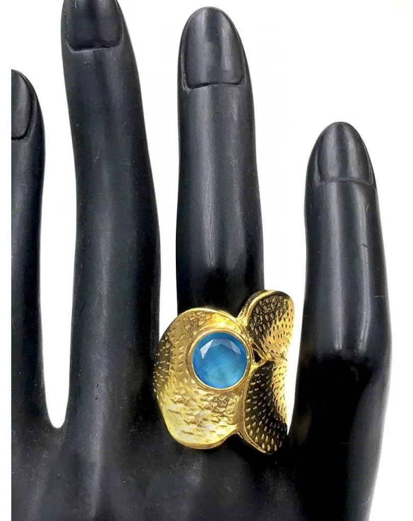 ANILLOS PARA BODAS DISEÑO DORADO CON DETALLE TURQUESA