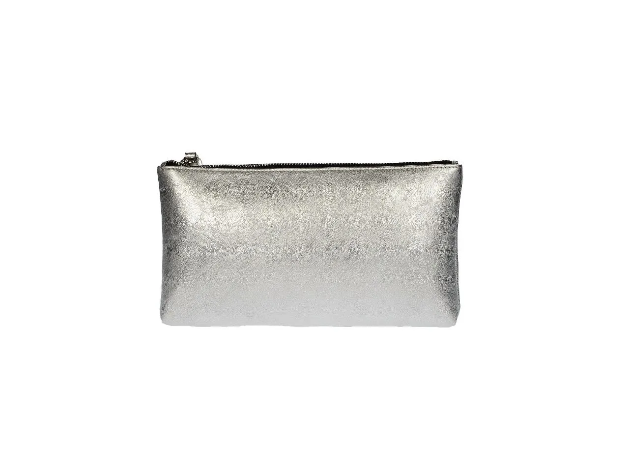 Bolsa Mano Piel Plata