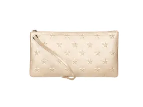 Bolsa Mano Piel Taupe Nacarada Estrellas