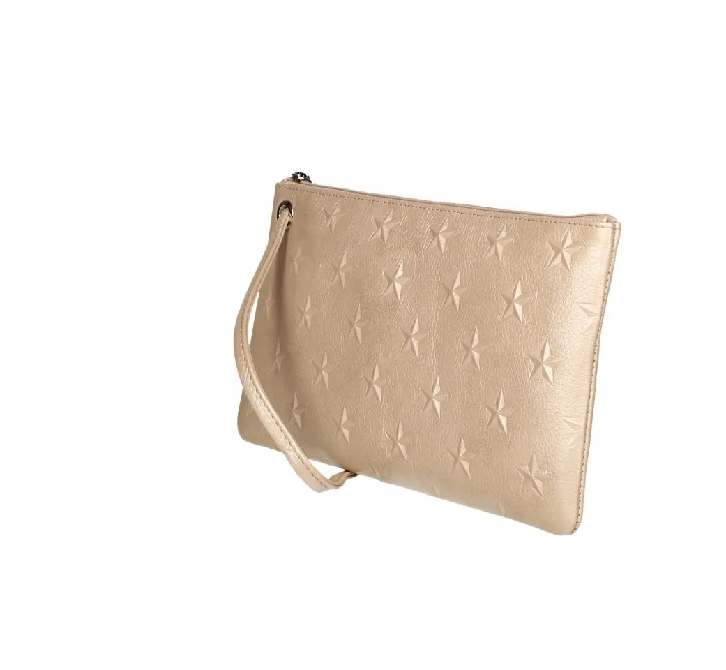 Bolsa Mano Piel Taupe Nacarada Estrellas