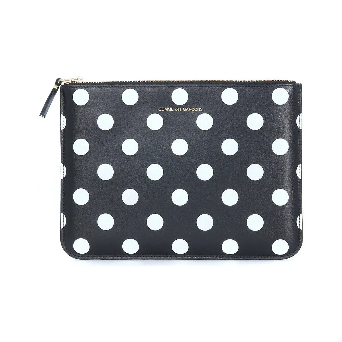 Bolso de mano Comme des Garçons en piel negra con lunares