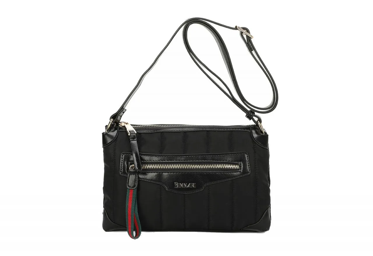 Bolso Nilon Negro Fuelle Bolsillos Pasados Pespuntes