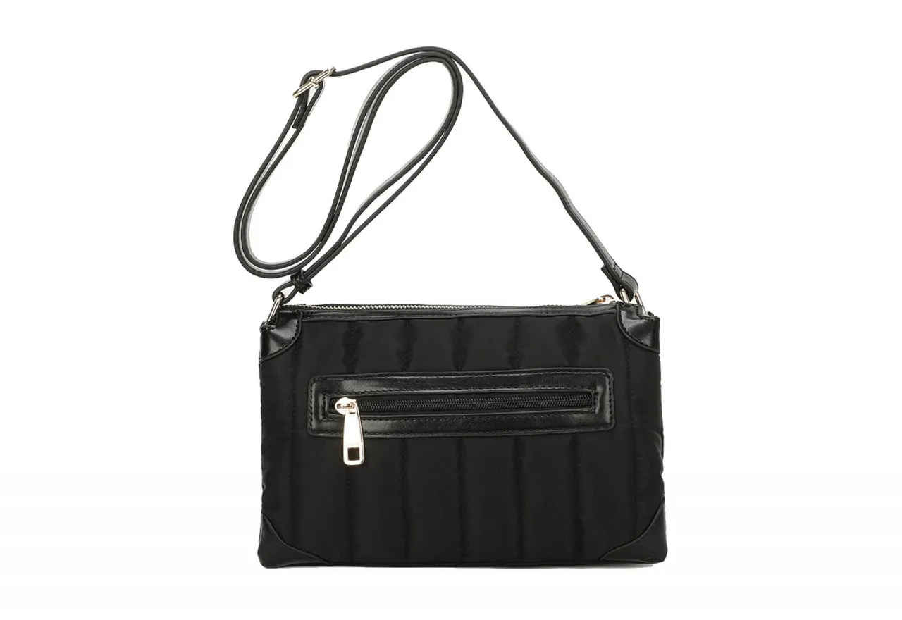 Bolso Nilon Negro Fuelle Bolsillos Pasados Pespuntes