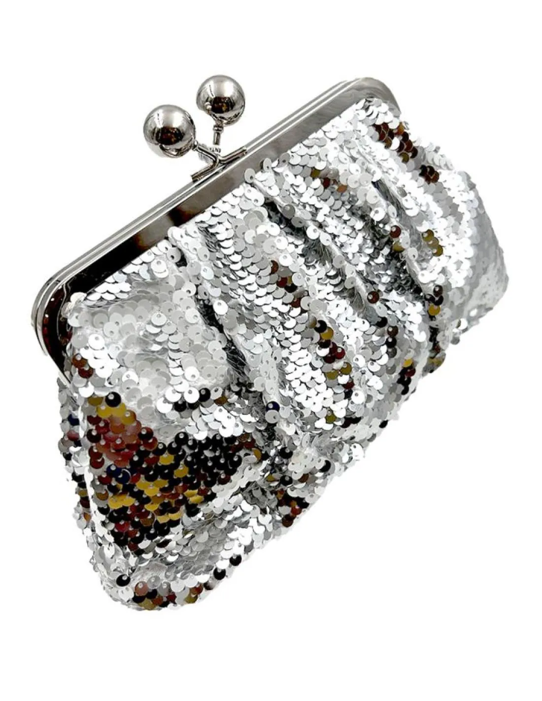 BOLSOS PLATEADOS CON LENTEJUELAS ESTILO DISCO Y CIERRE VINTAGE PARA FIESTA Y BODAS DE NOCHE