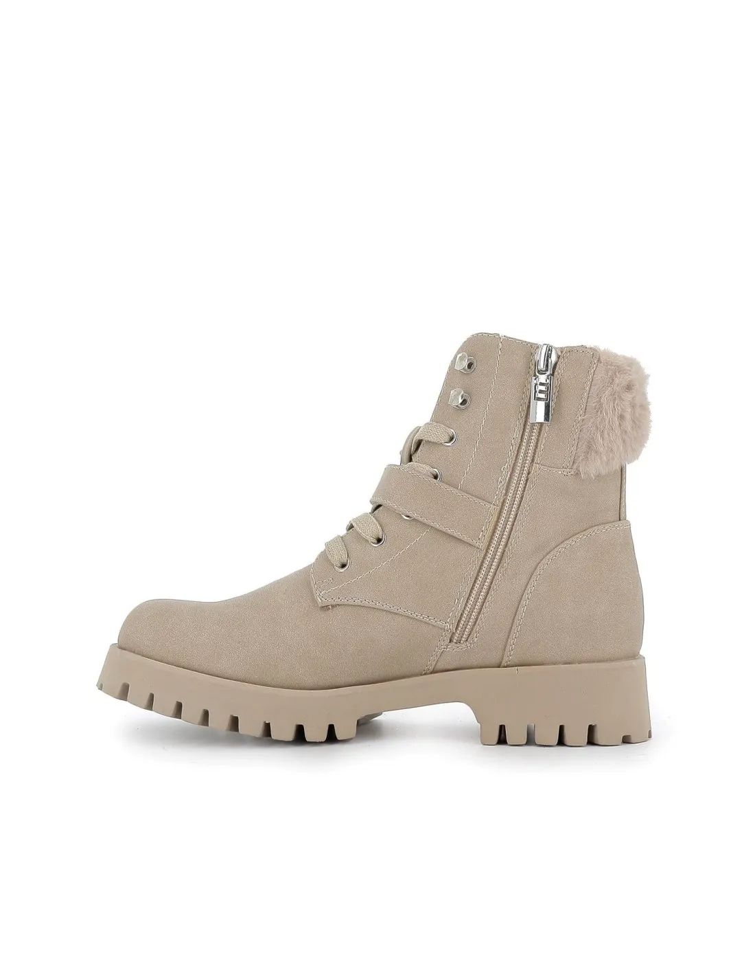 Botín borreguito con hebilla para mujer beige Mustang