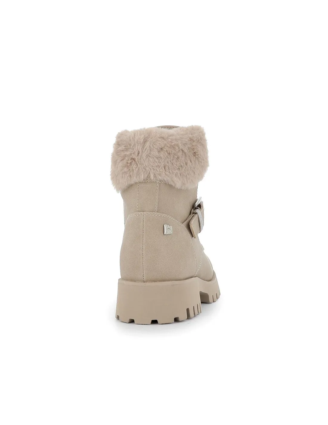 Botín borreguito con hebilla para mujer beige Mustang